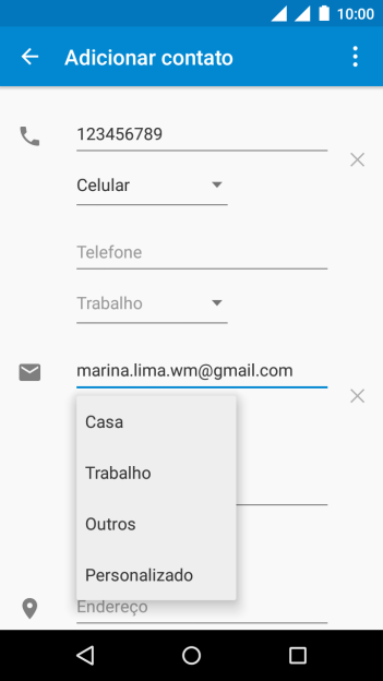 Pressione o tipo de e-mail desejado. Pressione o tipo de e-mail desejado.