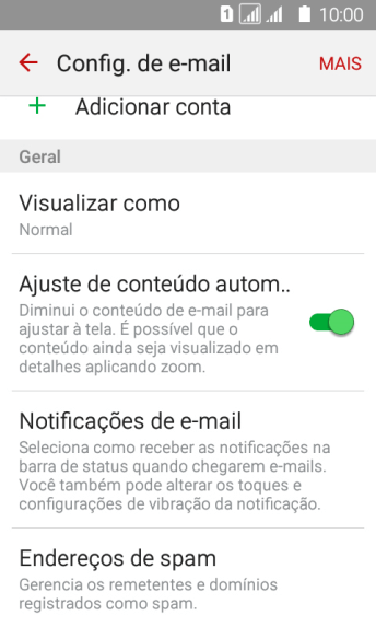 Pressione Notificações de e-mail. Pressione Notificações de e-mail.