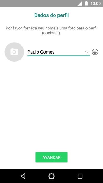 Digite o nome do usuário, e pressione AVANÇAR. Digite o nome do usuário, e pressione AVANÇAR.