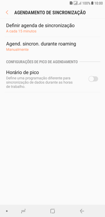 Pressione Definir agenda de sincronização. Pressione Definir agenda de sincronização.