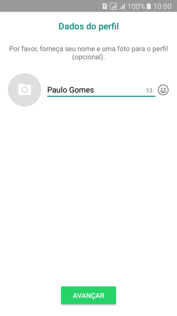 Digite o nome do usuário, e pressione AVANÇAR. Digite o nome do usuário, e pressione AVANÇAR.