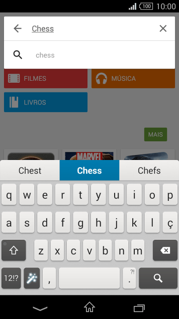 Insira o nome ou assunto do app desejado, e pressione o ícone de busca. Insira o nome ou assunto do app desejado, e pressione o ícone de busca.
