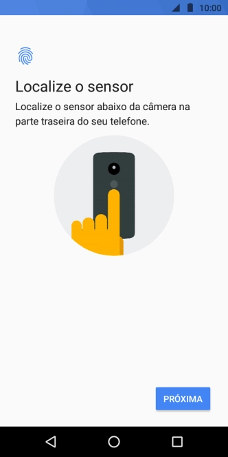 Siga as instruções na tela para configurar o código de bloqueio do celular com impressão digital. Siga as instruções na tela para configurar o código de bloqueio do celular com impressão digital.