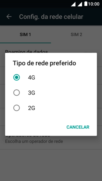 Pressione o tipo de rede. Pressione o tipo de rede.