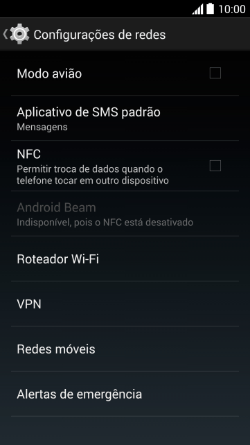 Pressione Redes móveis. Pressione Redes móveis.