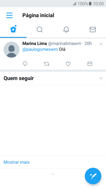 Pressione o ícone de novo tweet. Pressione o ícone de novo tweet.