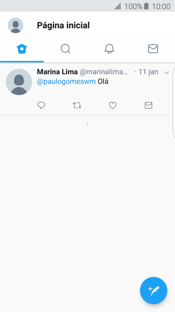 Pressione o ícone de novo tweet. Pressione o ícone de novo tweet.