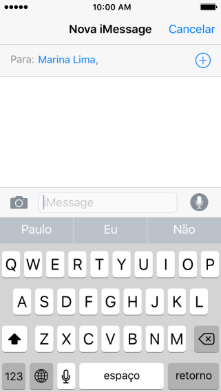 Se o destinatário puder receber iMessages, o texto iMessage irá aparecer no campo de escrever. Se o destinatário puder receber iMessages, o texto iMessage irá aparecer no campo de escrever.