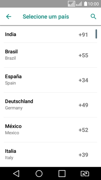 Pressione o país desejado. Pressione o país desejado.