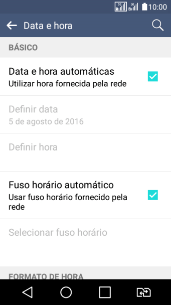 Pressione Fuso horário automático para ativar ou desativar a função. Pressione Fuso horário automático para ativar ou desativar a função.