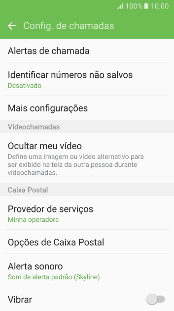 Pressione Opções de Caixa Postal. Pressione Opções de Caixa Postal.
