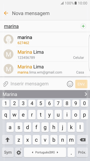 Pressione o contato desejado. Pressione o contato desejado.