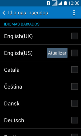 Pressione o idioma desejado para adicioná-lo. Pressione o idioma desejado para adicioná-lo.