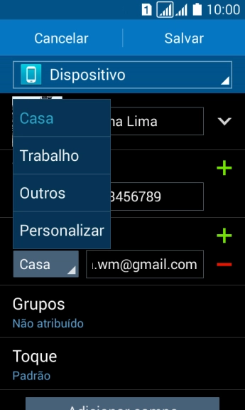 Pressione o tipo de e-mail desejado. Pressione o tipo de e-mail desejado.