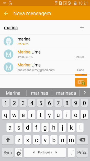 Pressione o contato desejado. Pressione o contato desejado.