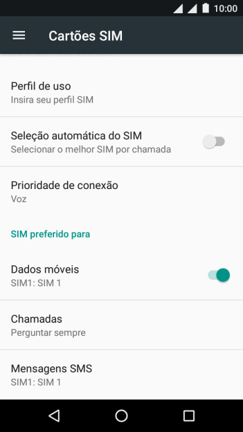 Pressione Dados móveis. Pressione Dados móveis.