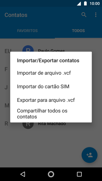 Pressione Importar do cartão SIM. Pressione Importar do cartão SIM.