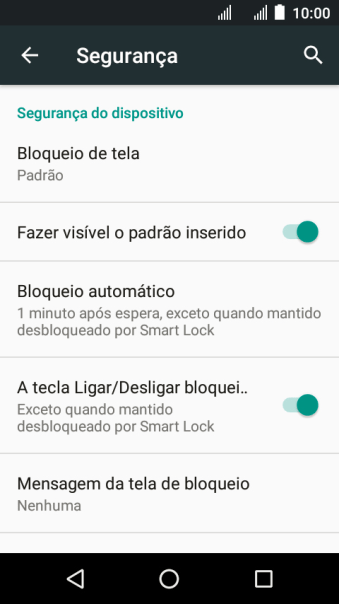 Pressione Bloqueio de tela, e digite o código de bloqueio atual. Pressione Bloqueio de tela, e digite o código de bloqueio atual.