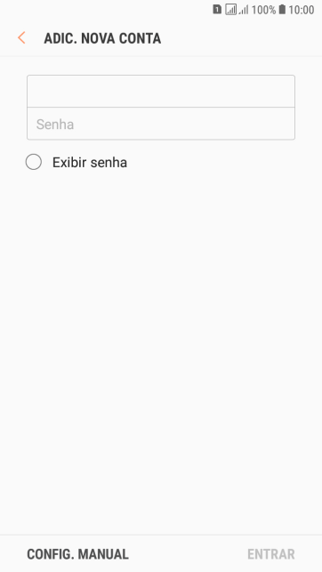 Pressione Senha e digite a senha da sua conta e-mail. Pressione Senha e digite a senha da sua conta e-mail.