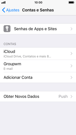 Pressione o nome da conta de e-mail que você acabou de criar. Pressione o nome da conta de e-mail que você acabou de criar.