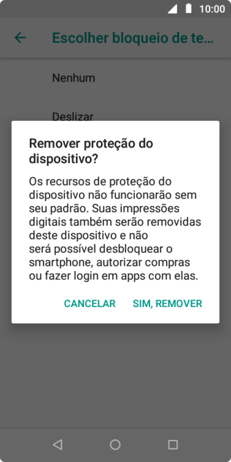 Pressione SIM, REMOVER. Pressione SIM, REMOVER.
