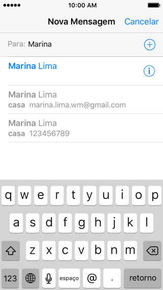 Pressione o contato desejado. Pressione o contato desejado.