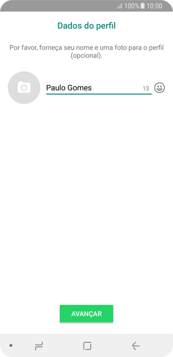 Digite o nome do usuário, e pressione AVANÇAR. Digite o nome do usuário, e pressione AVANÇAR.