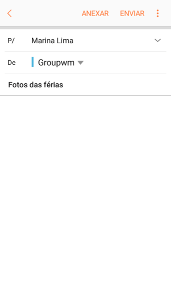 Pressione o campo de escrever, e escreva o texto do seu e-mail. Pressione o campo de escrever, e escreva o texto do seu e-mail.