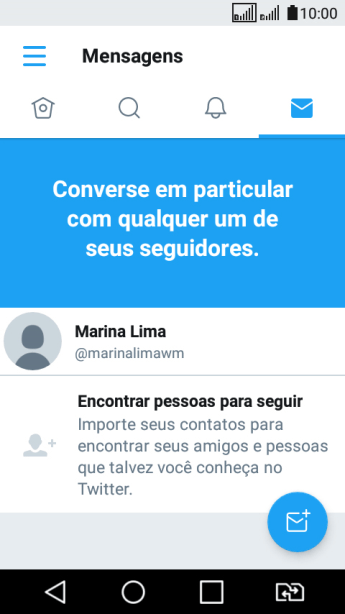 Pressione o ícone de nova mensagem. Pressione o ícone de nova mensagem.