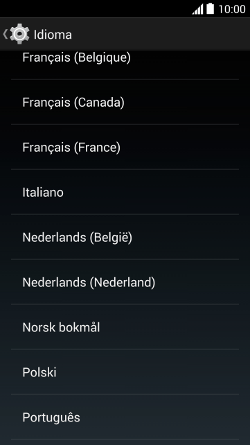 Pressione o idioma desejado. Pressione o idioma desejado.