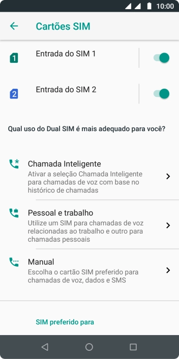 Pressione o indicador ao lado do chip desejado para ativar ou desativar o chip. Pressione o indicador ao lado do chip desejado para ativar ou desativar o chip.