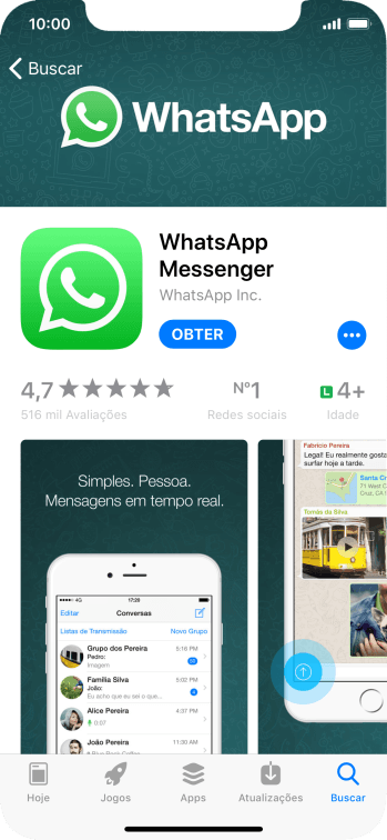 Pressione OBTER, e siga as indicações da tela para instalar o app. Pressione OBTER, e siga as indicações da tela para instalar o app.