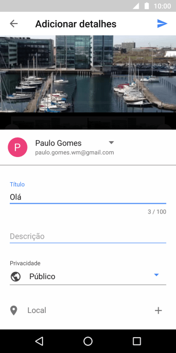 Escreva o texto desejado, e pressione o ícone de upload. Escreva o texto desejado, e pressione o ícone de upload.
