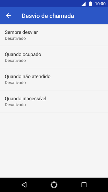 Pressione o tipo de encaminhamento desejado. Pressione o tipo de encaminhamento desejado.