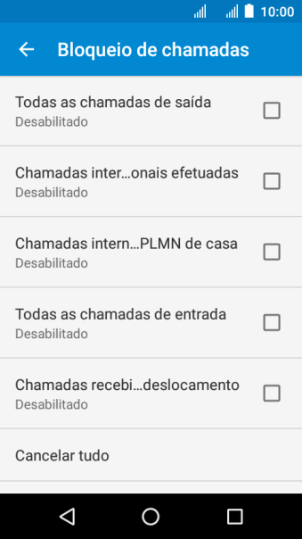 Pressione o tipo de bloqueio desejado para ativar o bloqueio de chamadas. Pressione o tipo de bloqueio desejado para ativar o bloqueio de chamadas.