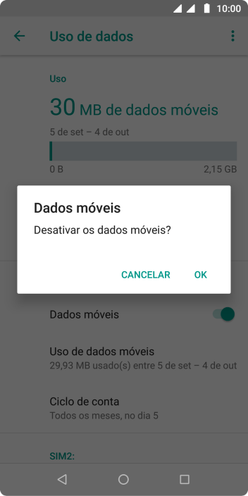 Se você desativar a função, deve pressionar OK. Se você desativar a função, deve pressionar OK.