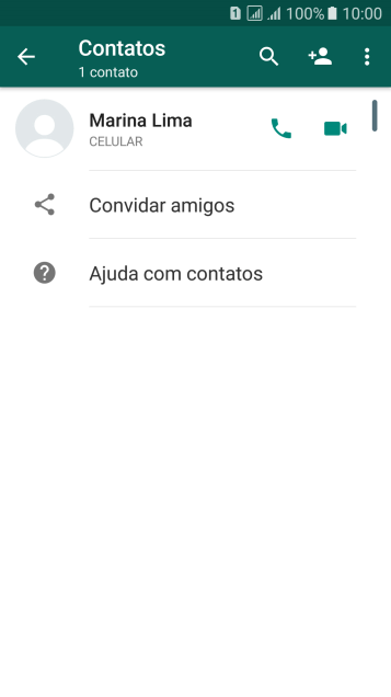 Pressione o ícone de busca, e digite as primeiras letras do nome do contato. Pressione o ícone de busca, e digite as primeiras letras do nome do contato.