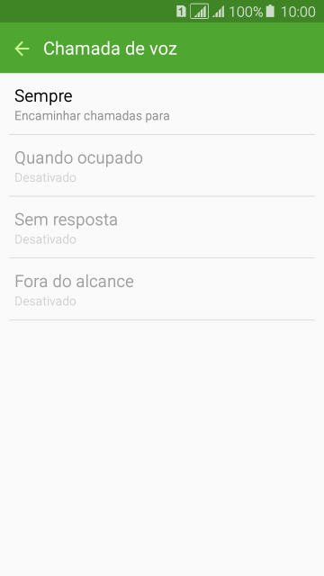 Pressione o tipo de encaminhamento desejado. Pressione o tipo de encaminhamento desejado.