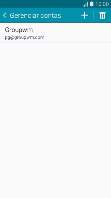 Pressione o ícone de adicionar conta. Pressione o ícone de adicionar conta.