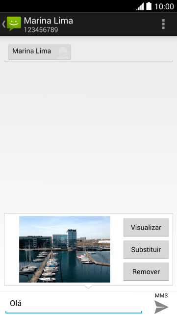 Pressione o ícone de enviar, quando você terminar de escrever a MMS. Pressione o ícone de enviar, quando você terminar de escrever a MMS.