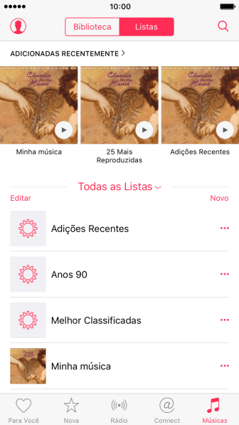 Pressione Novo, e digite o nome da lista de reprodução. Pressione Novo, e digite o nome da lista de reprodução.