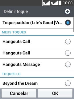 Pressione os toques desejados para escutá-los. Pressione os toques desejados para escutá-los.