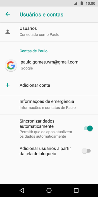 Pressione Adicionar conta. Pressione Adicionar conta.