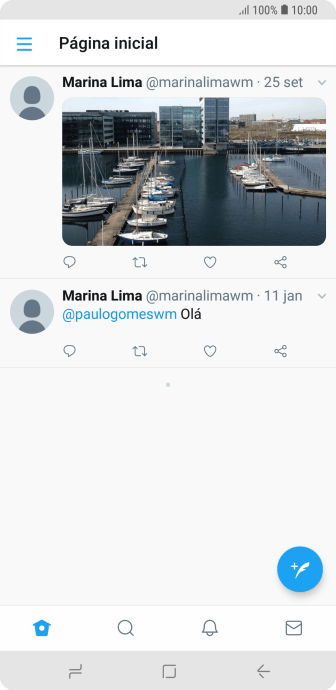 Pressione o ícone de novo tweet. Pressione o ícone de novo tweet.