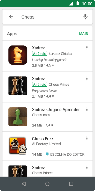 Pressione o app desejado. Pressione o app desejado.