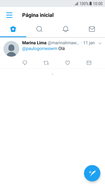 Pressione o ícone de novo tweet. Pressione o ícone de novo tweet.