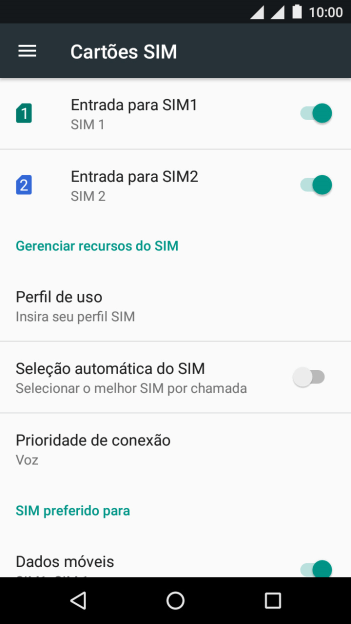 Pressione o indicador ao lado do chip desejado para ativar ou desativar o chip. Pressione o indicador ao lado do chip desejado para ativar ou desativar o chip.