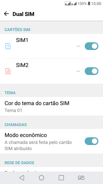Pressione o indicador ao lado do chip desejado para ativar ou desativar o chip. Pressione o indicador ao lado do chip desejado para ativar ou desativar o chip.