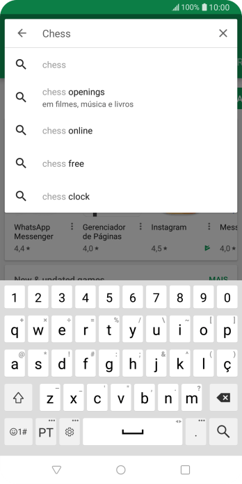 Insira o nome ou assunto do app desejado, e pressione o ícone de busca. Insira o nome ou assunto do app desejado, e pressione o ícone de busca.