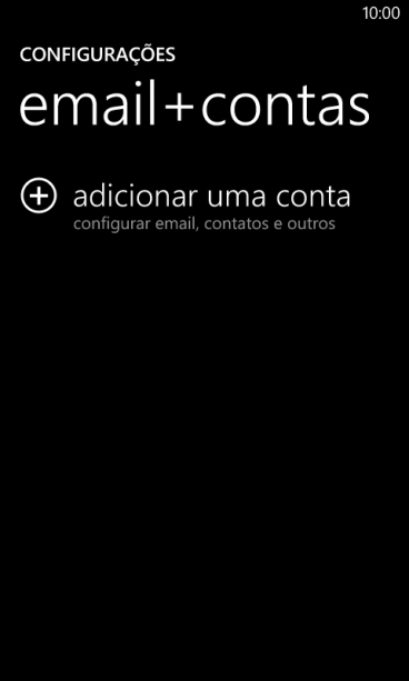 Pressione adicionar uma conta. Pressione adicionar uma conta.